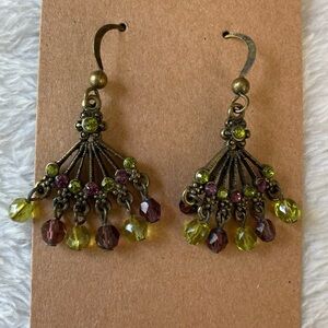 Purple & Green Chandelier Earrings‎ New
